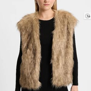 Express Faux Fur Vest in Tan